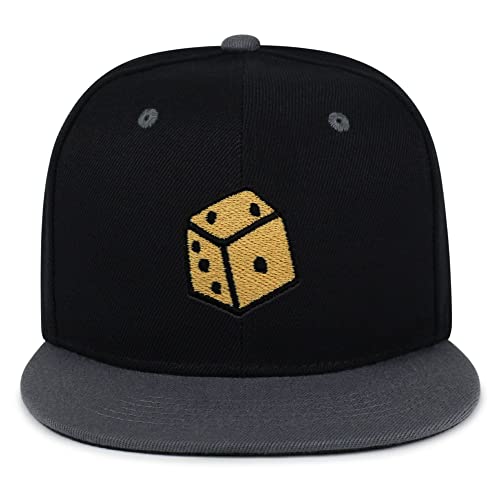 Dice Hip-Hop Snapback Hat Embroidered Baseball Cap Cute Board Game - color: 18. Black/Grey
