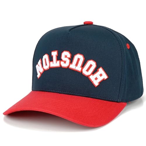 Premium Embroidered Hat | Houston Upside Down Hat - color: Red/Navy