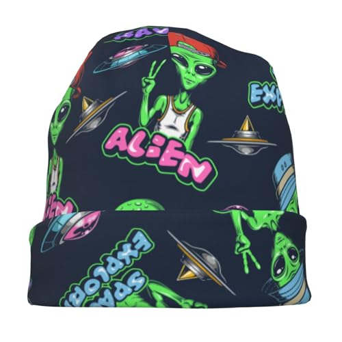 Beanie Hat for Men Women Slouchy Beanie Skull Sleep Cap Soft Lightweight Chemo Hat Stretch Cancer Headwear - color: Alien
