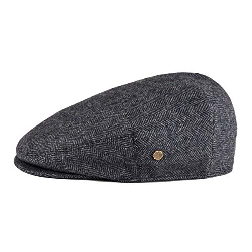 VOBOOM Men's Herringbone Flat Ivy Newsboy Hat Wool Blend Gatsby Cabbie Cap - color: Dark Grey, size: 7 5/8