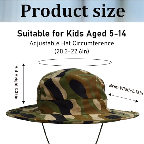 Kids Sun Hats for Boys Girls Bucket Hat UPF 50+ UV Protection Safari Hat Lightweight & Breathable Boonie Hat - color: 1 Pack-jungle Camo