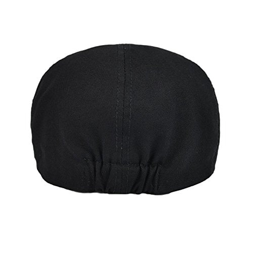 VOBOOM Cotton Flat Cabbie Hat Gatsby Ivy Irish Hunting Newsboy Cap - color: Black