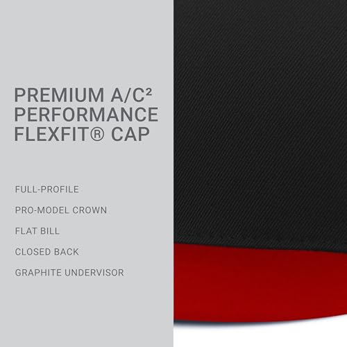 Pacific Headwear Unisex-Adult Pacific Headwear Premium a/C² Performance Flexfit® Cap - color: Black/Red, size: Small-Medium