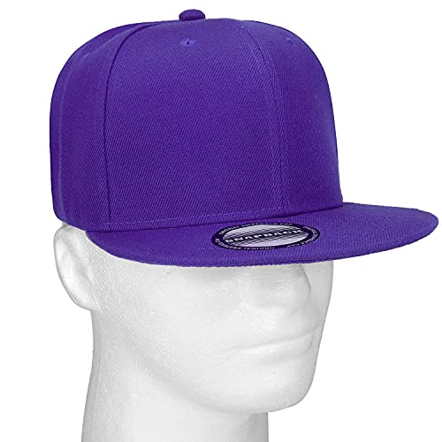 Classic Snapback Hat Cap Hip Hop Style Flat Bill Blank Solid Color Adjustable Size - color: 2pcs Black & Purple
