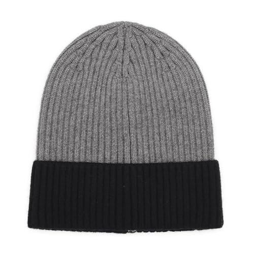 ZLYC Men Winter Knit Fisherman Beanie Hat Fashion Warm Daily Skull Cap - color: Cuffed Black and Gray