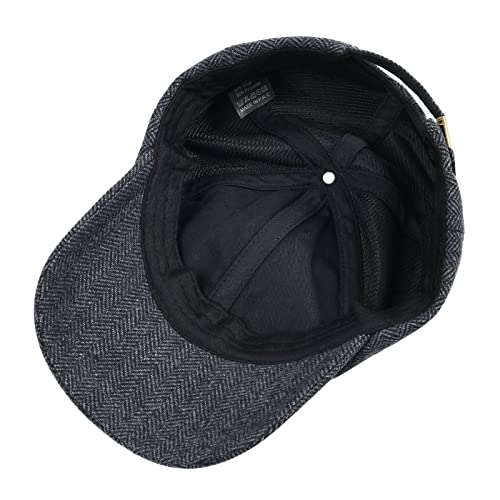 BOTVELA Men Wool Adjustable Tweed Baseball Cap - color: Herringbone Grey