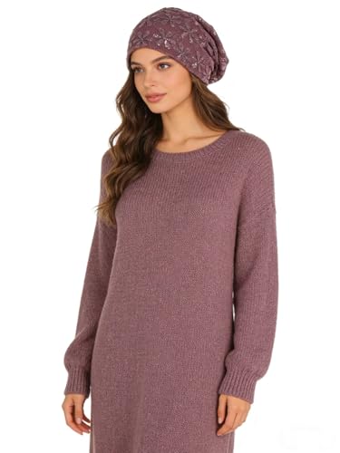 Crochet Slouchy Beanie Hat Turbans Headware for Women - color: Bea05 - Purple