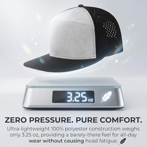 Men Flat Brim Adjustable Performance Hat, Mesh Snapback Laser Perforated Baseball Cap for All-Day Comfort - color: 4017# Black+light Grey