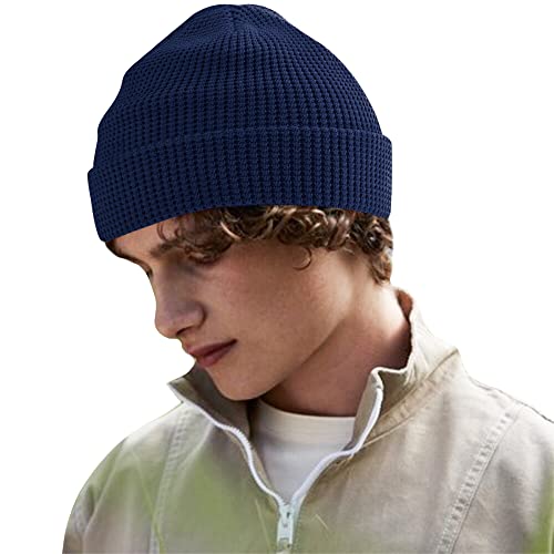 Beechfield B52N Organic Cotton Waffle Beanie - color: Navy