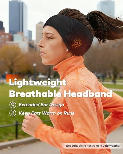 Winter Sport Headband Ear Warmer - Windproof Forehead & Breathable Fleece Headband for Skiing, Running, Cycling - color: Black