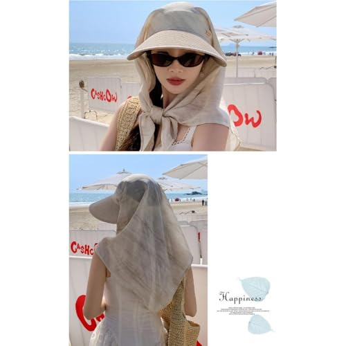 Sun Hats for Women Sun Protection Wide Brim Shawl with Neck Flap Hiking Visor Hat Outdoor UV Summer Beach hat - color: Green