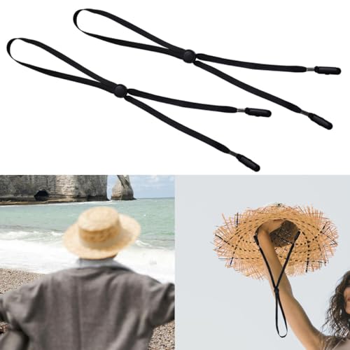 5 Pcs Adjustable Hat Strap Clips, Hat Chin Cord, Anti-Lost Cap Strap Clips for Golfing, Fishing, Boating, Sailing - color: Black