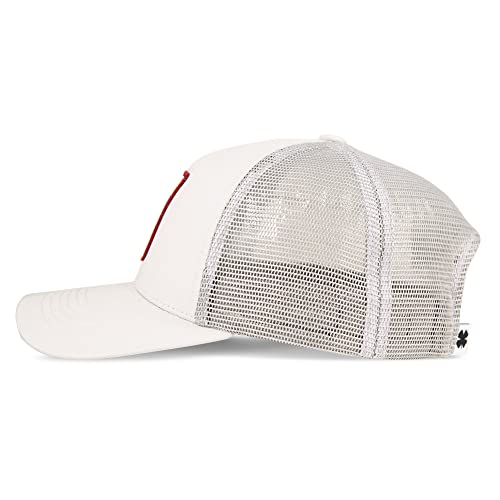 Lucky Brand Trucker Hat | Snapback | Adjustable | Mesh Back | Retro | Baseball Cap | Golf | Fishing | American Heritage - color: Clover Patch - Light Grey