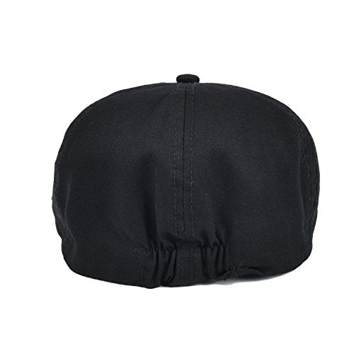 VOBOOM Cotton Washing Flat Cap Cabbie Hat Gatsby Ivy Irish Hunting Newsboy - color: Black