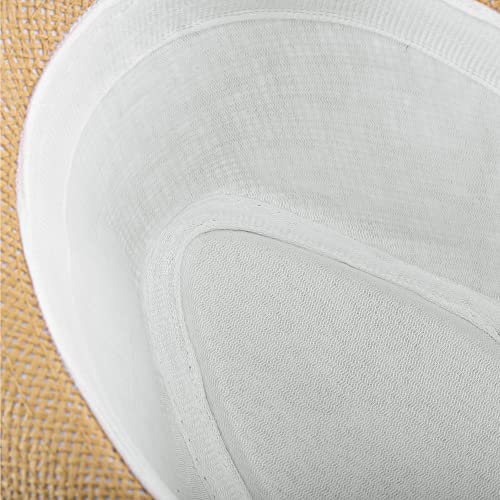 FALETO Unisex Summer Panama Straw Fedora Hat Short Brim Beach Sun Cap Classic - color: #01 Khaki