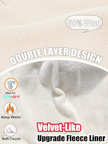 ROYBENS Warm Wool Beanie for Men Women, Thick Fleece Lined Knit Winter Hat - color: 1pcs Beige
