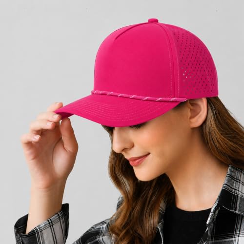 HH HOFNEN Quick Dry Baseball Cap Snapback Golf Trucker Hat for Men Women - color: Hotpink