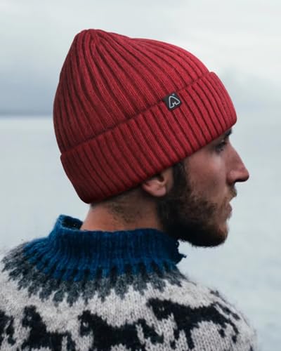 Hat Hut Wool Beanie Satin Lined Winter Hats Slouchy Beanie with Silk Lining Warm Wool Knit Ski Hat Cuffed Cap Women Men - color: Dark Red