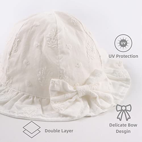 JANGANNSA Bow Baby Girls Summer Hat Flower Toddler Girls Sun Hat Cotton Breathable Infant Hat - color: Big Flower, size: 3-6 Months