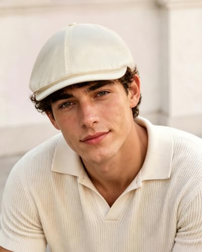 CLAPE Lightweight Breathable Flat Hat, Water-Resistant Newsboy Cap - color: Nb2609-cream