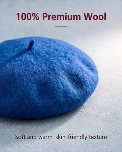 French Beret Hats for Women Men - Classic Wool Beanie Winter Cap - color: Blue