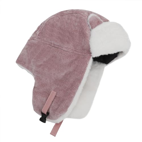 PURFUN Kids Fuzzy Faux Fur Trapper Hats with Cat Ear, Girls Boys Windproof Cozy Earflap Hats Ushanka Ski Caps for 3-8 Yrs - color: Pink