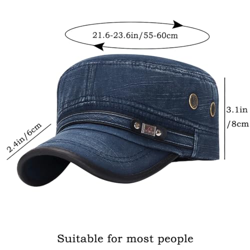 Cadet Army Hat 2 Pieces Flat Top Cap Unisex Military Hat for Women Men - color: Navy E + Army Green E