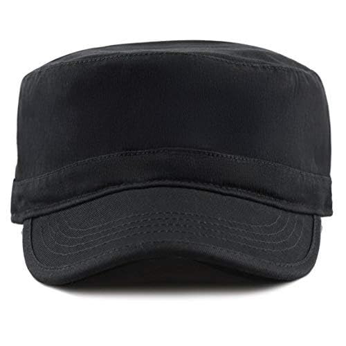 The Hat Depot Cadet Military Army Baseball Cap Tie Dye & Washed Cotton Basic & Distressed Cadet Brushed Cotton Cap - color: 1. Basic - Black