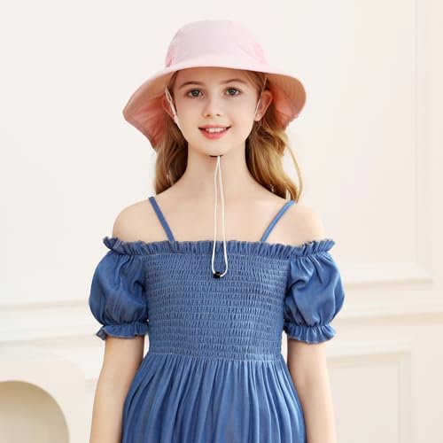 XIAOHAWANG Girls Sun Hat Baby Beach Hats Boys UPF 50+ Kids Summer Protection Cap Toddler Breathable Caps Wide Brim Neck Flap - color: Army Green, size: 6-12 Years