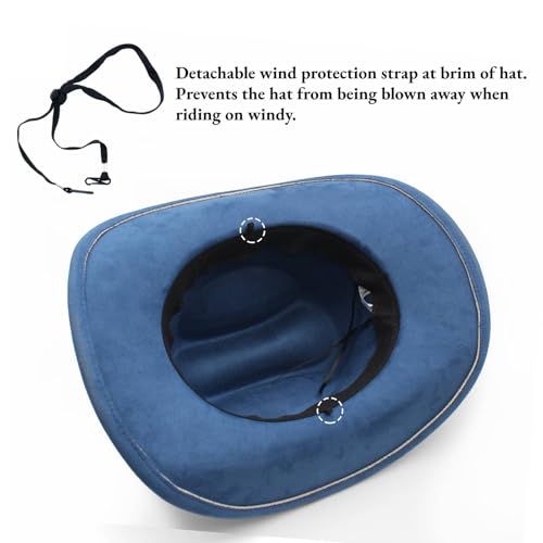LIDHAY Cowboy Hat for Women Men with Shapeable Wide Brim Western Suede Hat for Cowboys and Cowgirls - color: Dark Blue