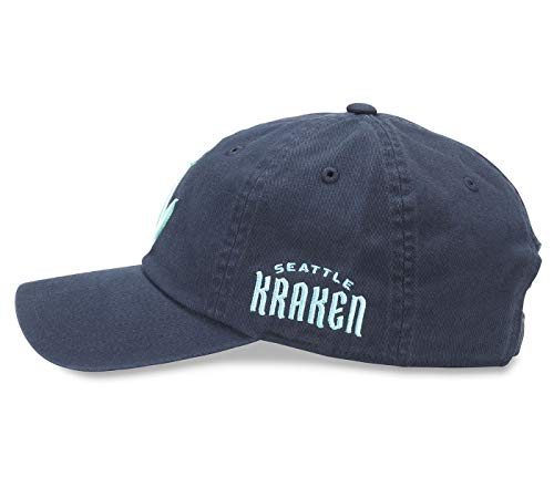 AMERICAN NEEDLE Unisex Officially Licensed NHL National Hockey League Adjustable Buckle Strap Baseball Hat - color: Navy (Seattle Kraken)