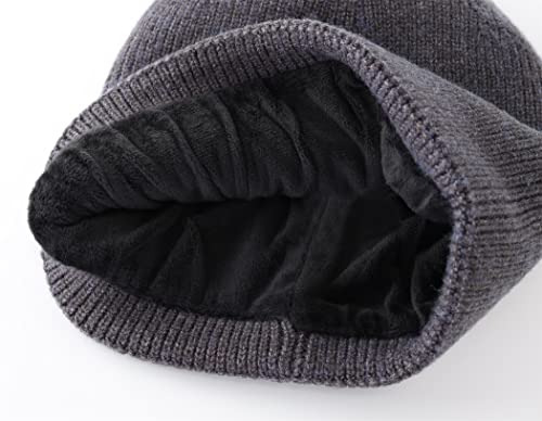 Connectyle Kids Beanie Hat Warm Winter Hats for Boys Girls Fleece Lined Knit Kids Hat for Ages 1-5 - color: Charcoal Grey