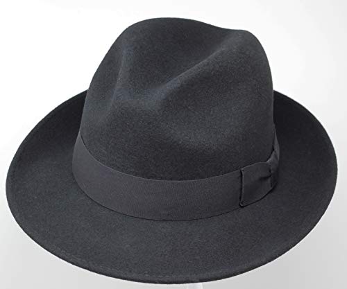 Swift - Lightweight Fedora - 100% Wool Felt - Crushable for Travel - Water Resistant - Snap Brim - color: Black, size: 7 3/4