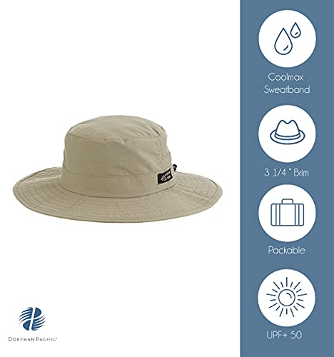 Dorfman Pacific Men’s 1 Piece Big Brim Boonie Hat with Nylon Chin Cord - color: Khaki, size: Large