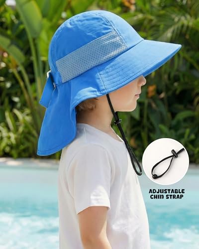 Toddler Baby Sun Hat Kids Summer Beach Essentials Adjustable Beach Hats with Bucket Wide Brim for Boys Girls Age 0-14 Years - color: 1pcs-royal Blue, size: 6-24 Months