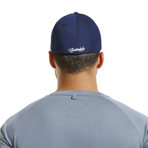 Men's Stretch Full Closed Baseball Caps Letter Embroidery Fitted Cap 6 Panels Structured Elastic Closed Back Hat K155 - color: Navy-l