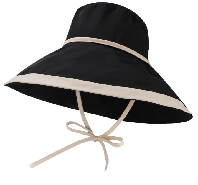 Women Wide-Brim UPF 50+ Sun-Hat Breathable UV-Protection-Beach Fold-Up Outdoor - color: Black