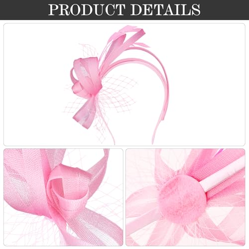 Fascinators Hats for Women, Fascinator Headband Tea Party Hat - color: Light Pink