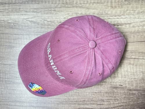 Family Titles Baseball Hat for Grandparents Parents, Relatives Gift - color: Grandma (Washed Pink)