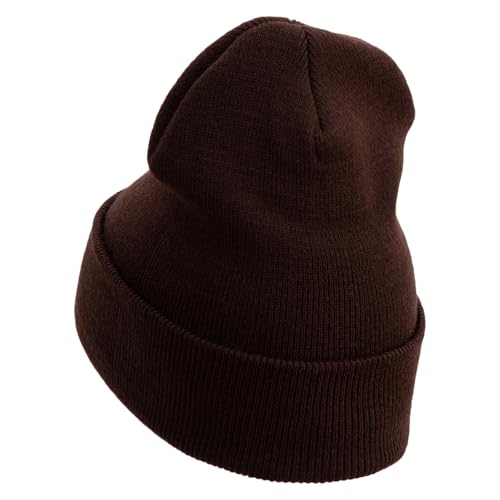 e4Hats.com 12 inch Cuffed Knit Long Beanie - color: Brown
