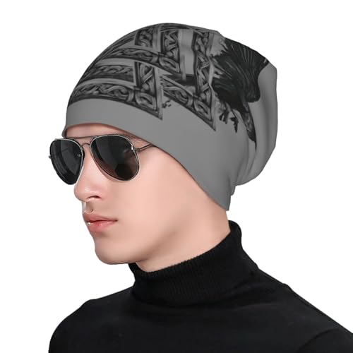 Slouchy Beanie Hat Skull Cap Chemo Headwear Baggy Hats for Men Women Running Cycling - color: Gothic Bird