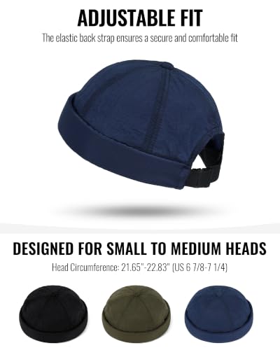 CLAPE Lightweight Breathable Brimless Cap Street Casual Versatile Summer Quick Dry Docker Cap No Brim Sailor Cap Leon Cap - color: Dcx2601-blue