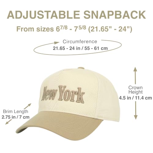 E BY ELIDAN New York Trucker Snapback Hat 3D Embroidered Baseball Cap - color: Cream Khaki