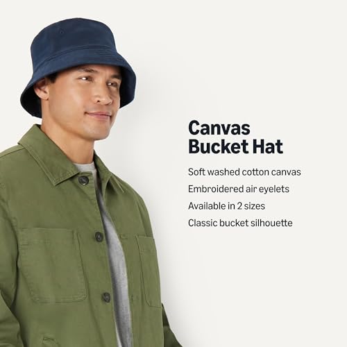 Amazon Essentials Men's Washed Cotton Canvas Bucket Hat - color: Navy, size: Large-X-Large