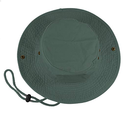 Gelante 100% Cotton Stone-Washed Adjustable Bucket Safari Boonie Sun Hats - color: Dark Green, size: Large-X-Large