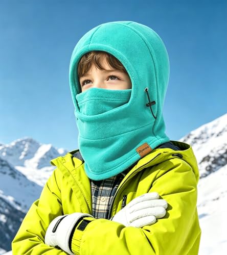 Kids Balaclava Windproof Ski Mask Hood Face Mask Neck Warmer for Cold Weather, Winter Hat for Boys Girls - color: Black, Lake Blue