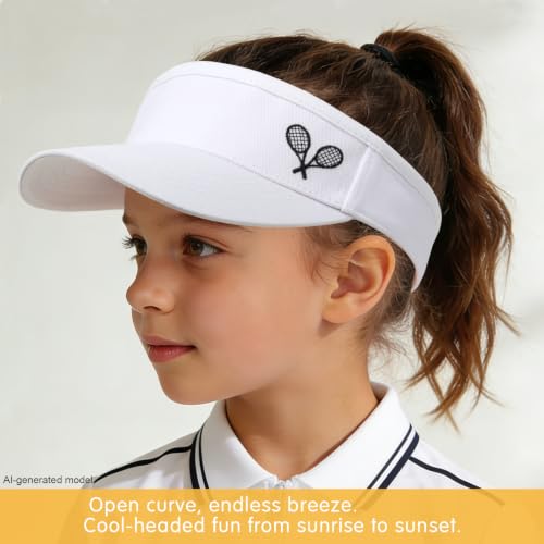 WILLPORT Kids Adjustable Cotton Visor Sun Hat,6-12Y - color: White