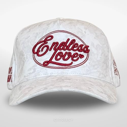 Vintage Fashion Trucker Hat | Men & Women | Trendy Cute Retro Red Caps for Country & Western | Camo Fur Cotton | Snapback - color: Endless Love | White Camo