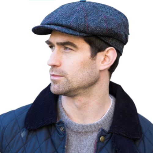 Mucros Weavers Irish Wool Driving Cap, 8 Panel, 100% Wool, Women's Adults Unisex Classic Style, Grey, Large, Formal, Wedding - color: Dark Gray, size: Small