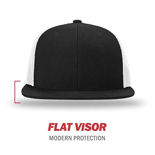Richardson Unisex 511 Flatbill Trucker Adjustable Snapback Baseball Cap - color: Black/White